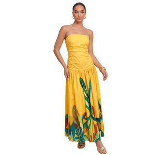 Golden Tropics Strapless Maxi Dress - Verte Boutique