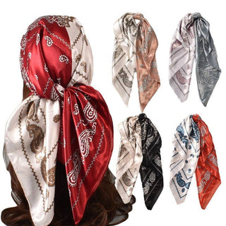 Contrast Bandana Print Satin Scarf - Verte Boutique