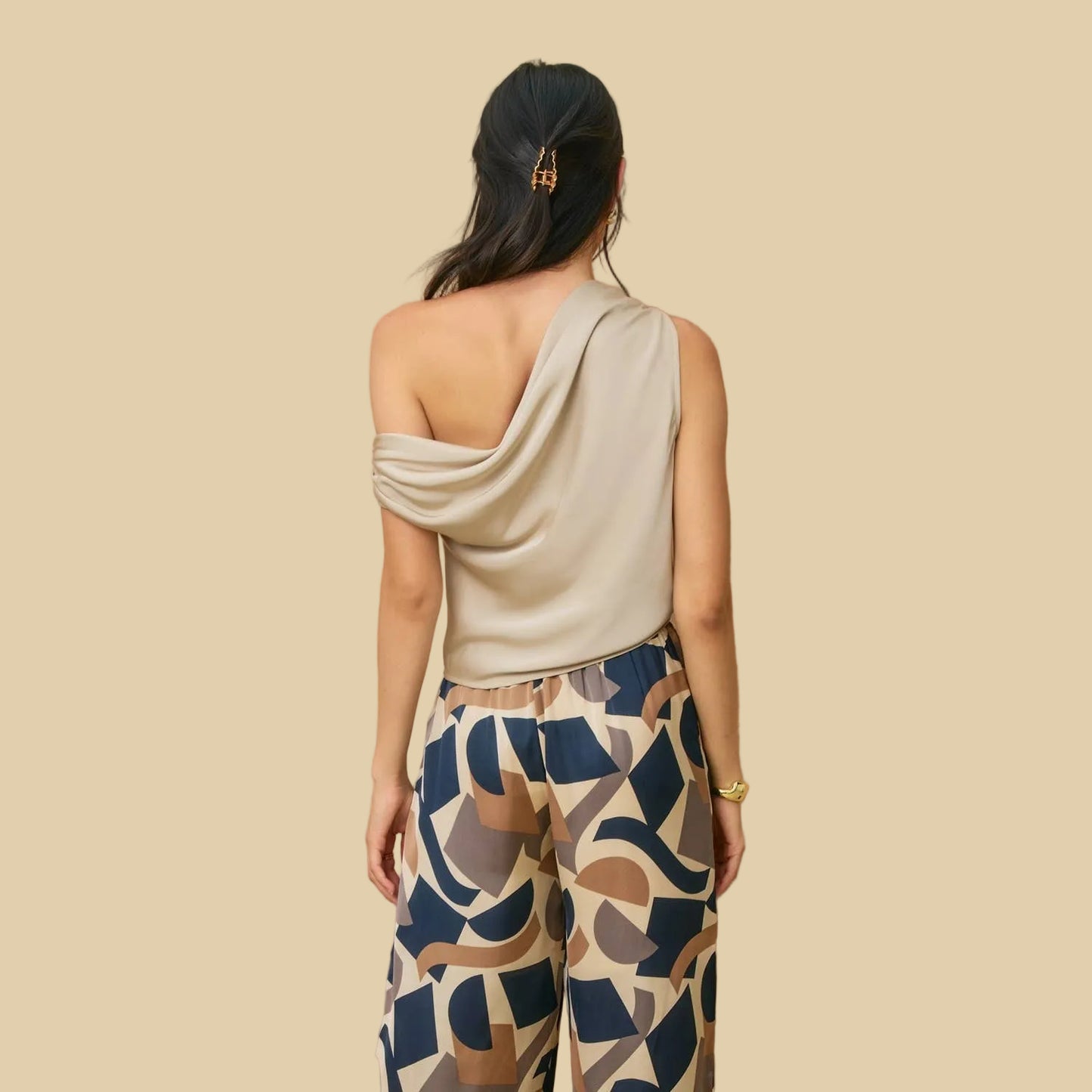 Satin Asymmetrical Shoulder Top