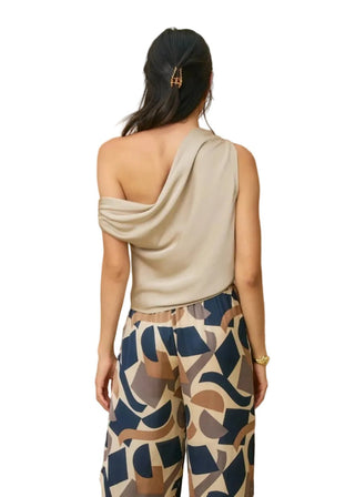 Satin Asymmetrical Shoulder Top - Verte Boutique