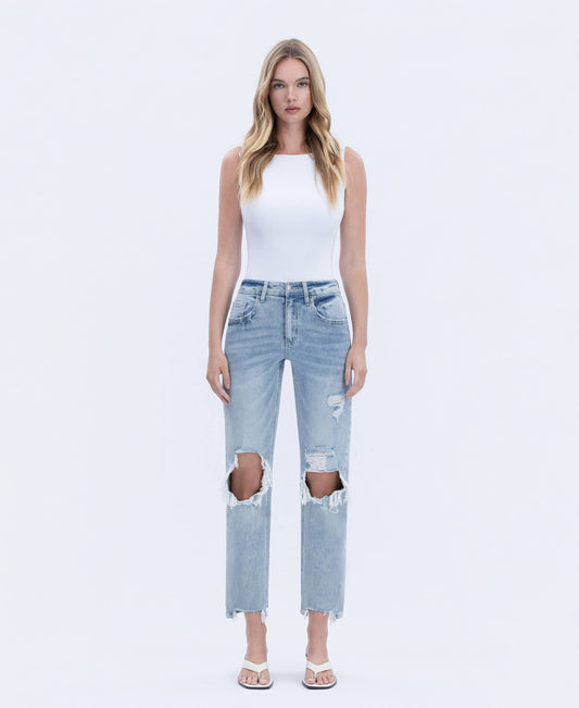 High Rise Distressed Dad Jeans