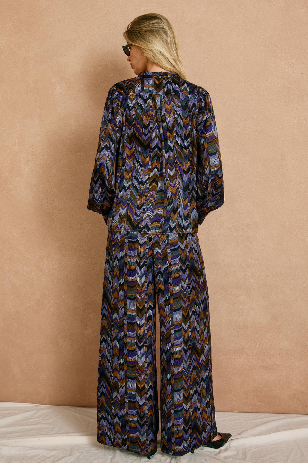 Abstract Chevron Satin Pants