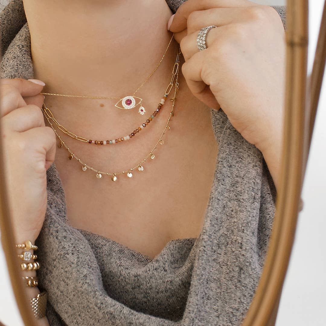 Glitzy evil eye necklace