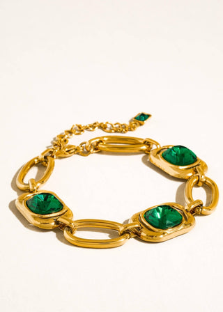 Emerald Luxe Gold Link Bracelet – Tarnish - Free Statement Jewelry - Verte Boutique