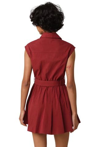 Belted Sleeveless A-Line Shirt Dress - Verte Boutique