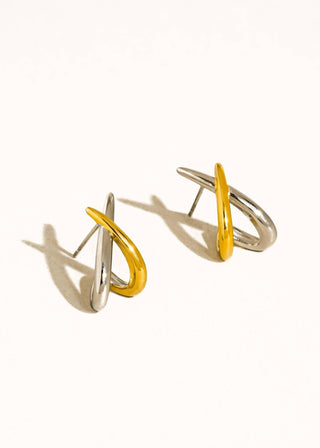 Two Tone Crossover Earrings - Verte Boutique