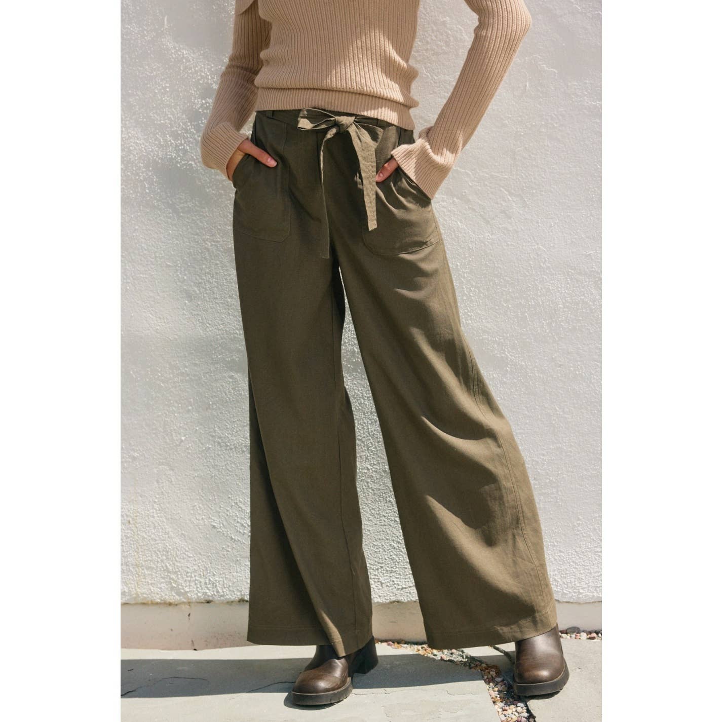 Wide Leg Belted Pants