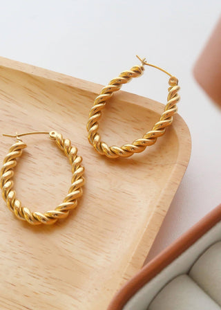 Chic Oblong Braided Hoop Earrings – Tarnish - Free Stainless Steel - Verte Boutique