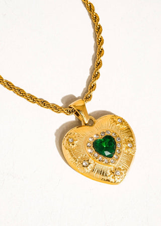 Green CZ Heart Necklace - Verte Boutique