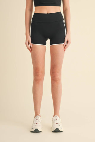 High-Waisted Contrast Shorts - Verte Boutique