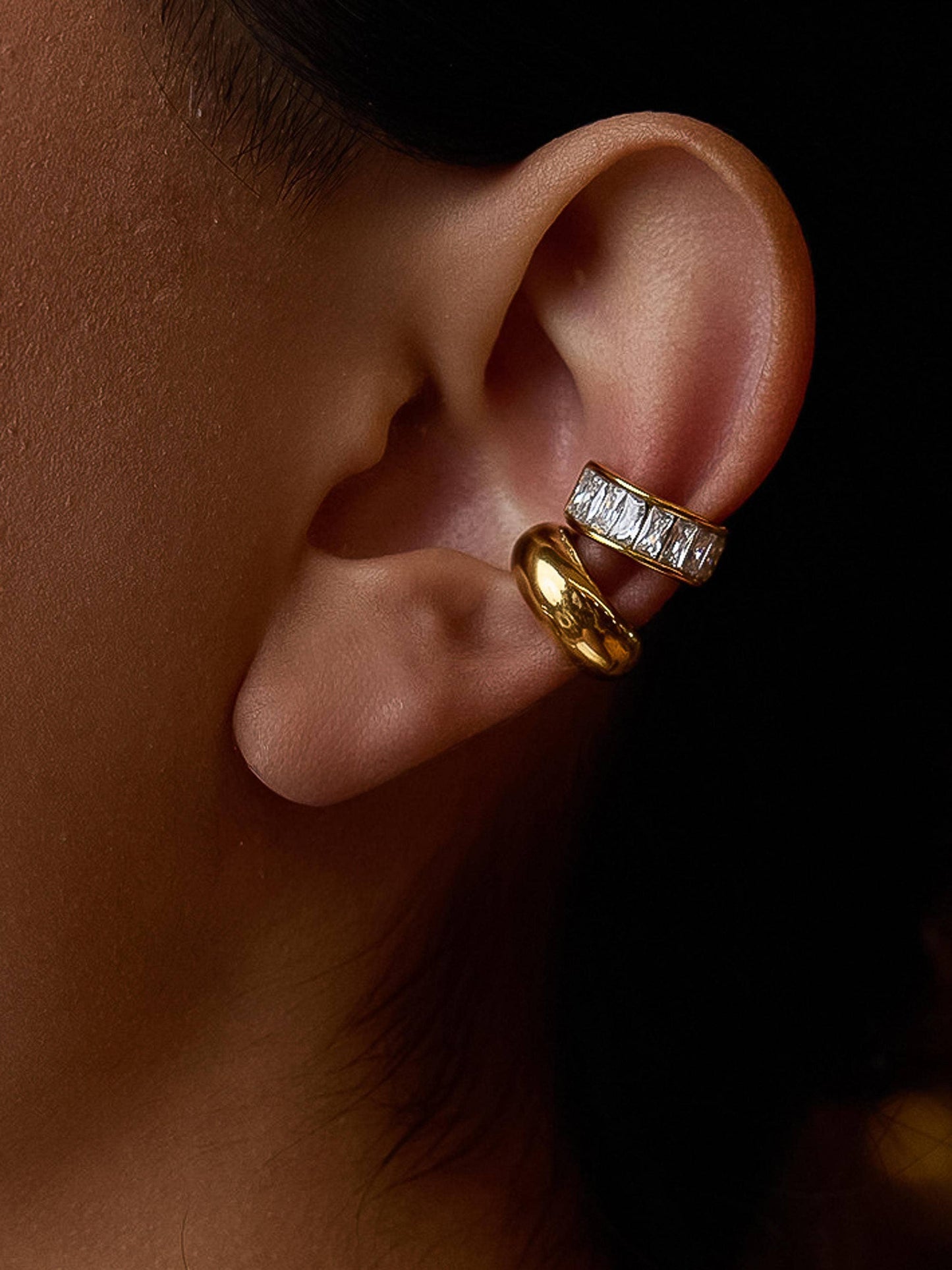 Gold Non-Tarnish Baguette Ear Cuff