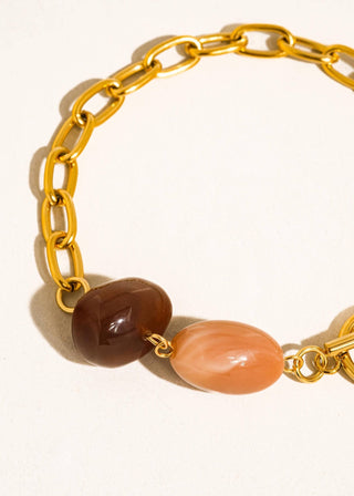 Gold Non - Tarnish Agate Charm Bracelet - Verte Boutique