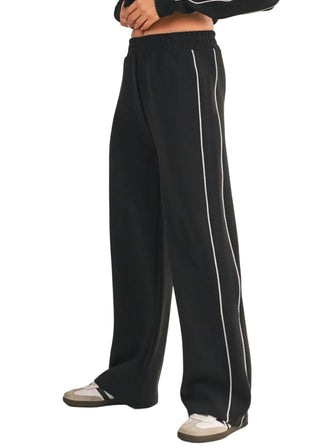 Super Soft Air Scuba Wide Leg Pants with Side Piping - Verte Boutique