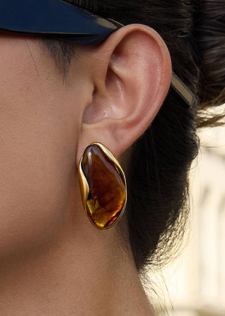 Aurelia 18K Gold Resin Drop Earrings – Non - Tarnish Statement Jewelry - Verte Boutique
