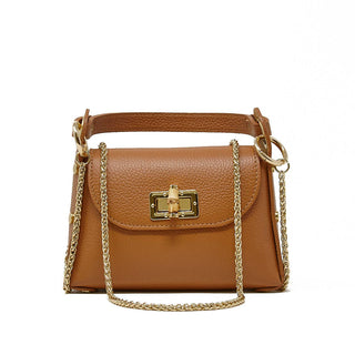 Mini Italian Leather Crossbody Bag with Bamboo Clasp - Verte Boutique