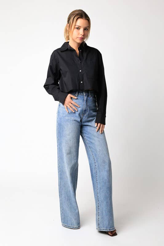 Crop Button Up Shirt