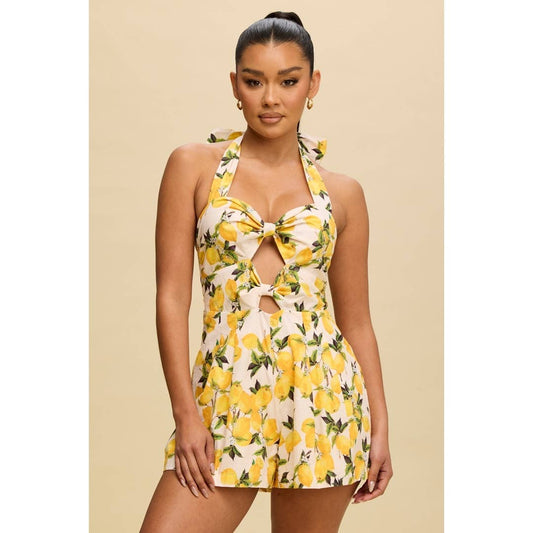 Lemon Cutout Romper