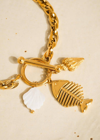 Fishbone Shell Chain Bracelet - Verte Boutique