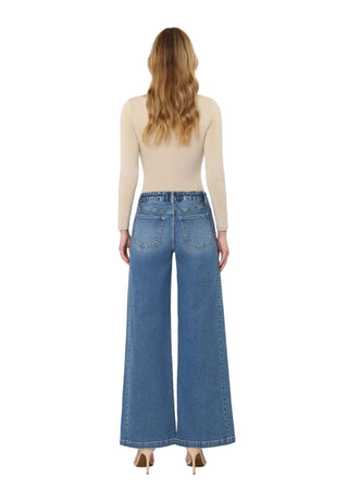 High Rise Tie Waist Wide Leg Jeans - Verte Boutique