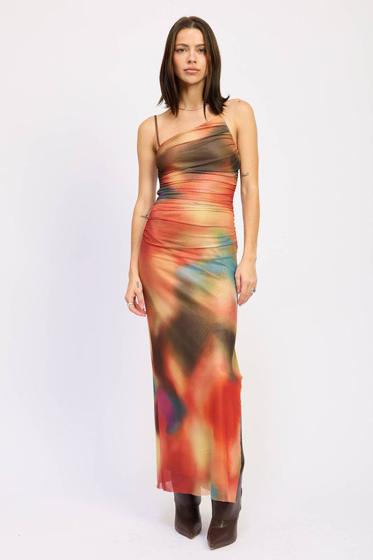 One Shoulder Ruched Maxi Dress