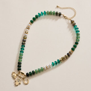 Layered Glass Bead Necklace | Trio of Charms - Verte Boutique