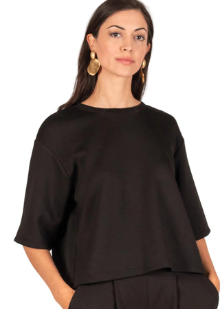 Butter Modal Overlap Back Top – Ultra - Soft Boxy 3/4 Sleeve Tee - Verte Boutique
