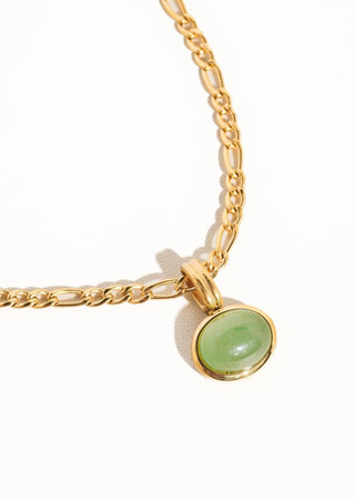 Green Stone Pendant Chain Necklace - Verte Boutique