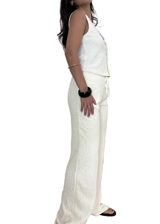 Textured Vest & High - Rise Wide Leg 2 - Piece Set - Verte Boutique