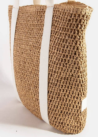 The Wanderlust Straw Beach Tote with Integrated Hat Carrier - Verte Boutique