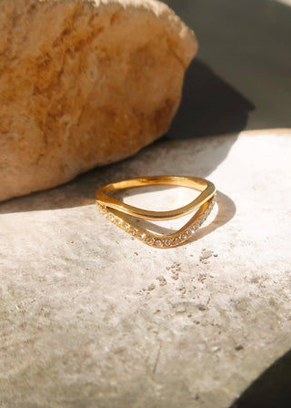 Layered V Rhinestone Ring - Verte Boutique