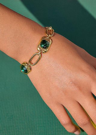 Emerald Luxe Gold Link Bracelet – Tarnish - Free Statement Jewelry - Verte Boutique