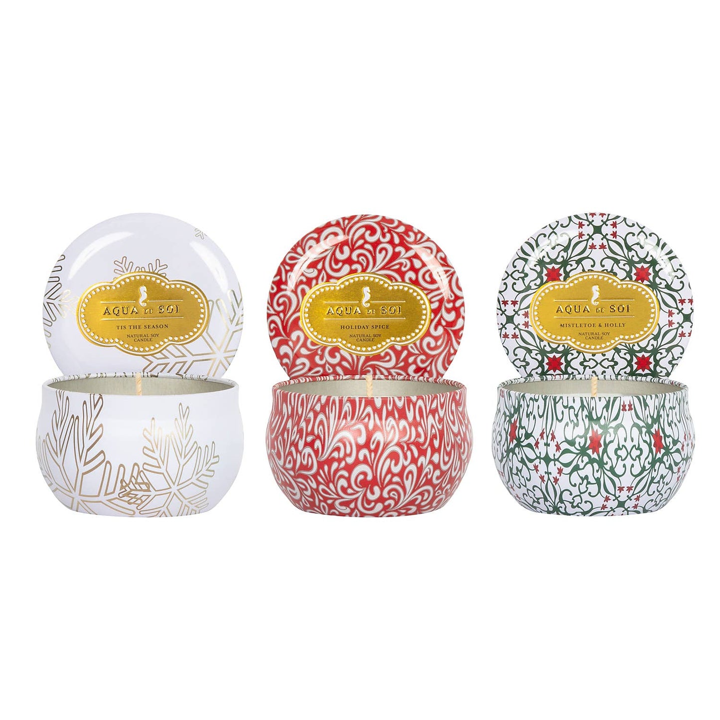 Holiday Trio Set of three 4 oz Candle Travel Tins
