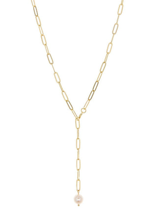 Paperclip Y Lariat necklace with Stone - Verte Boutique