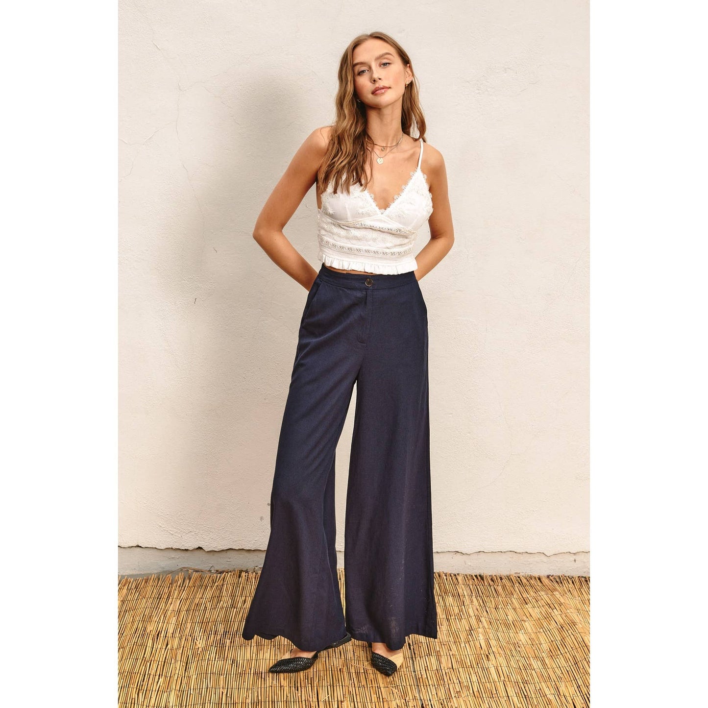 Navy Wide Leg Pants