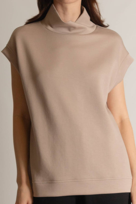 Butter Modal Mock Neck Capped Sleeve Top