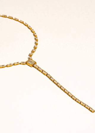 Cieline 18K Gold Non - Tarnish CZ Lariat Necklace – Waterproof & Hypoallergenic - Verte Boutique