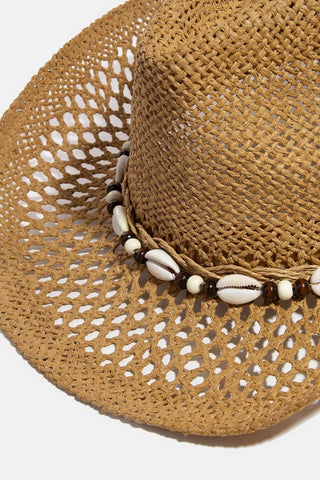Puka Shell And Beads Straw Cowboy Hat - Verte Boutique