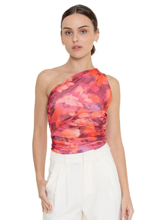 Abstract Floral One Shoulder Bodysuit - Verte Boutique