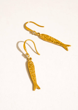 Non - Tarnish Gold Sardine Drop Earrings - Verte Boutique