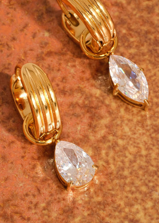 Teardrop CZ Mismatch Earrings - Verte Boutique