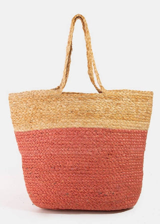 Eco - Friendly Two - Tone Jute Tote - Spacious Sustainable Carryall - Verte Boutique