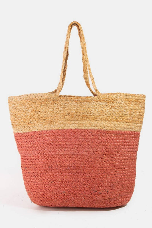 Two Tone Jute Tote Bag