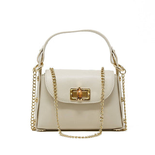 Mini Italian Leather Crossbody Bag with Bamboo Clasp - Verte Boutique
