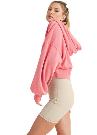Mineral Wash Zip - Up Hoodie - Verte Boutique