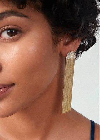 Rhinestone Fringe Earring - Verte Boutique