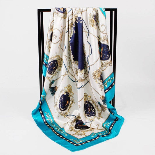 Vintage Elegant Geometric Pattern Silk Scarf