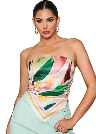 Satin Scarf Tube Top - Verte Boutique