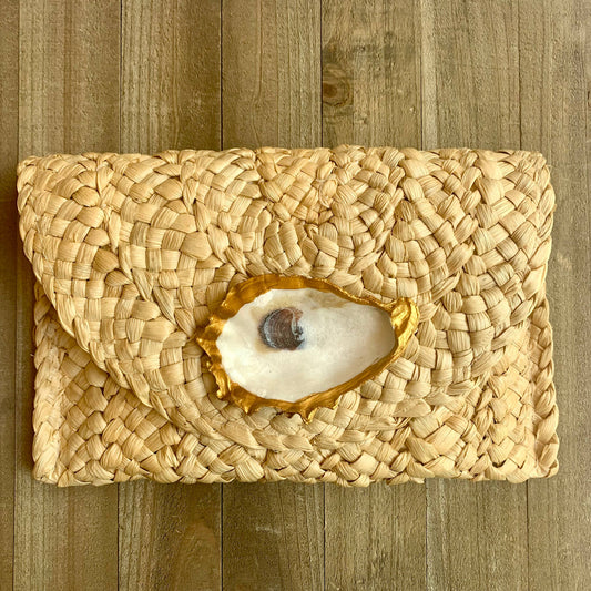 Straw Clutch with Shell