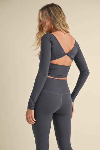 Twist Back Long Sleeve Active Top - Verte Boutique