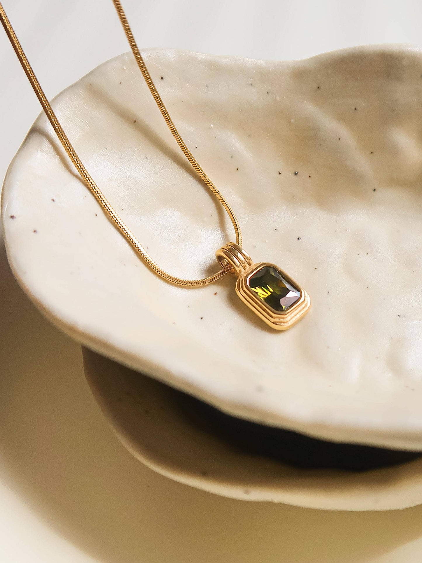 Green Square Stone Pendant